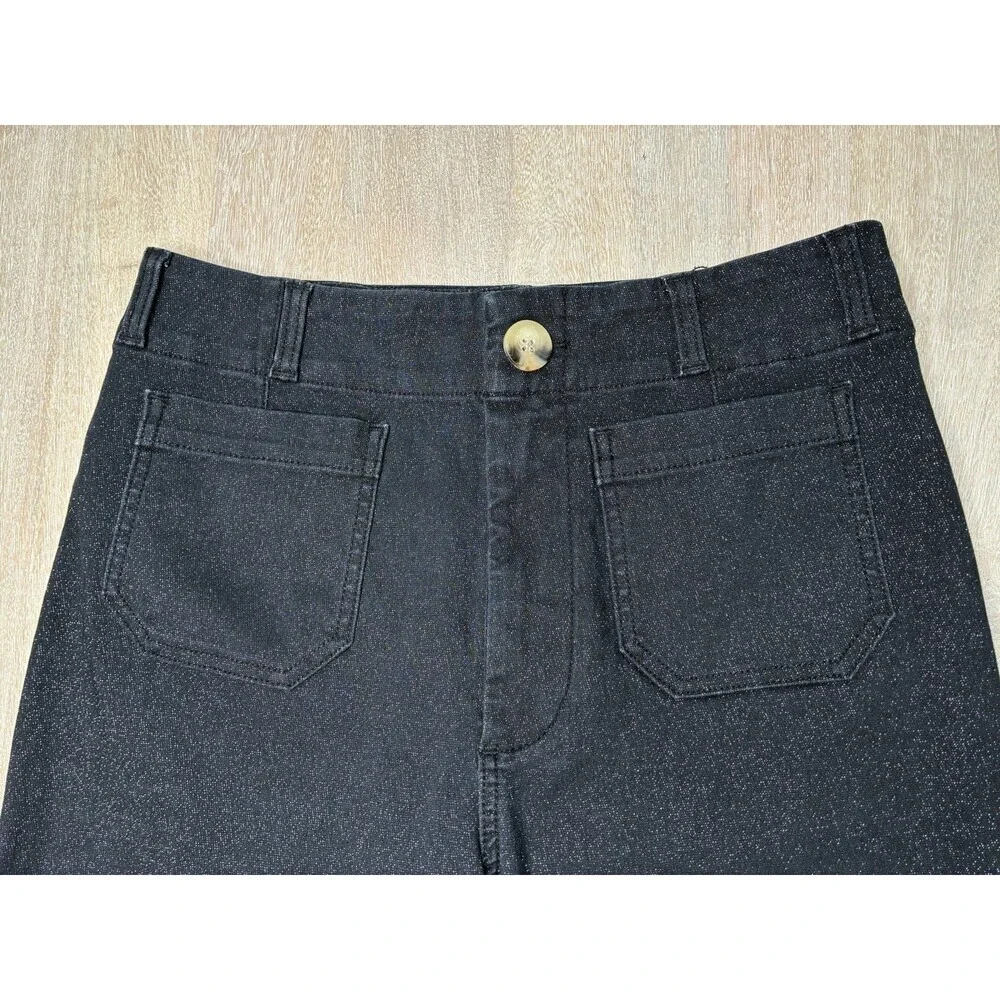 Maeve The Colette High-Rise Cropped Wide-Leg Jeans Sparkle Edition Dark Wash 30